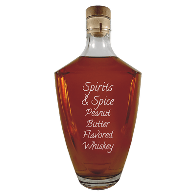S&S Peanut Butter Whiskey in large bottle. Bar drinks. Spirits. Popular alcoholic drinks.