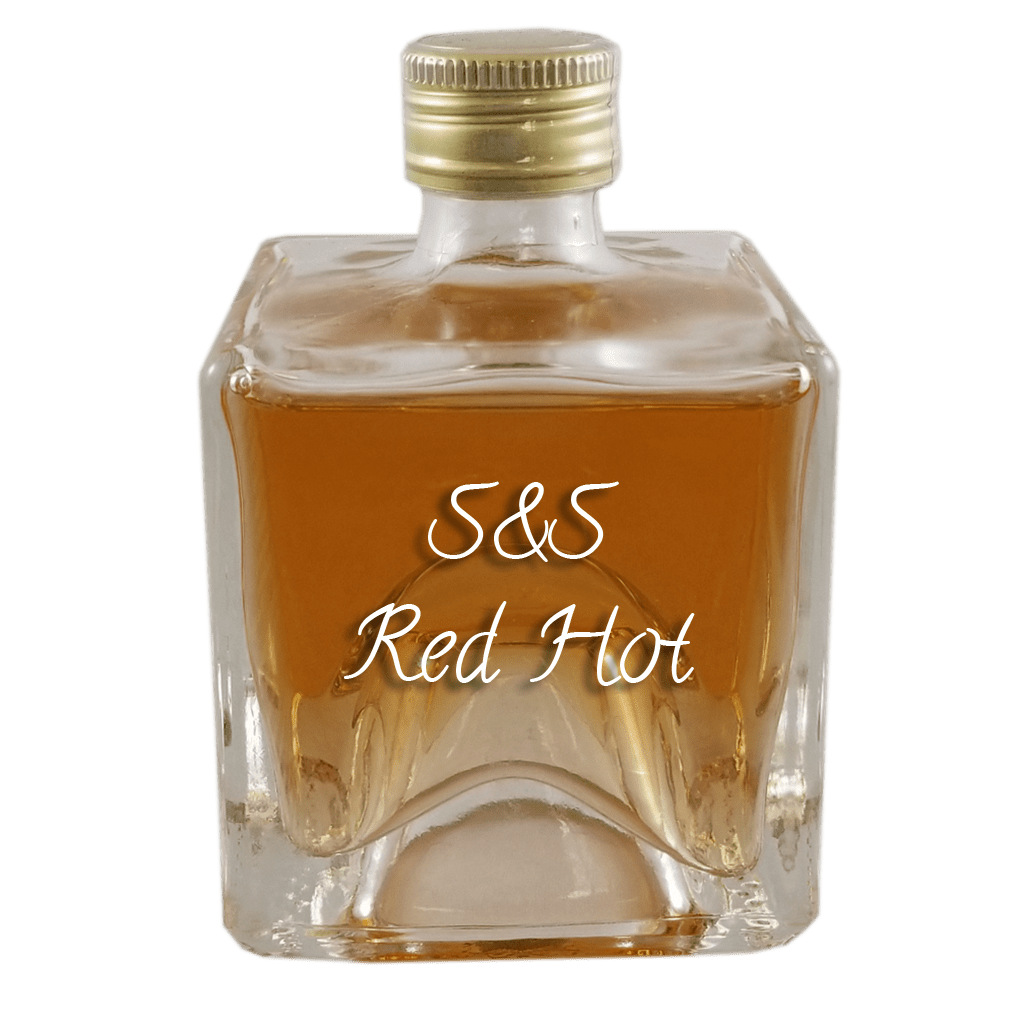 S&S Red Hot Cinnamon Honey Whiskey in small bottle. Best cocktails. Online liquor store