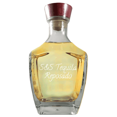 S&S Tequila Reposado in bottle. Bar drinks. Spirits. Popular alcoholic drinks.
