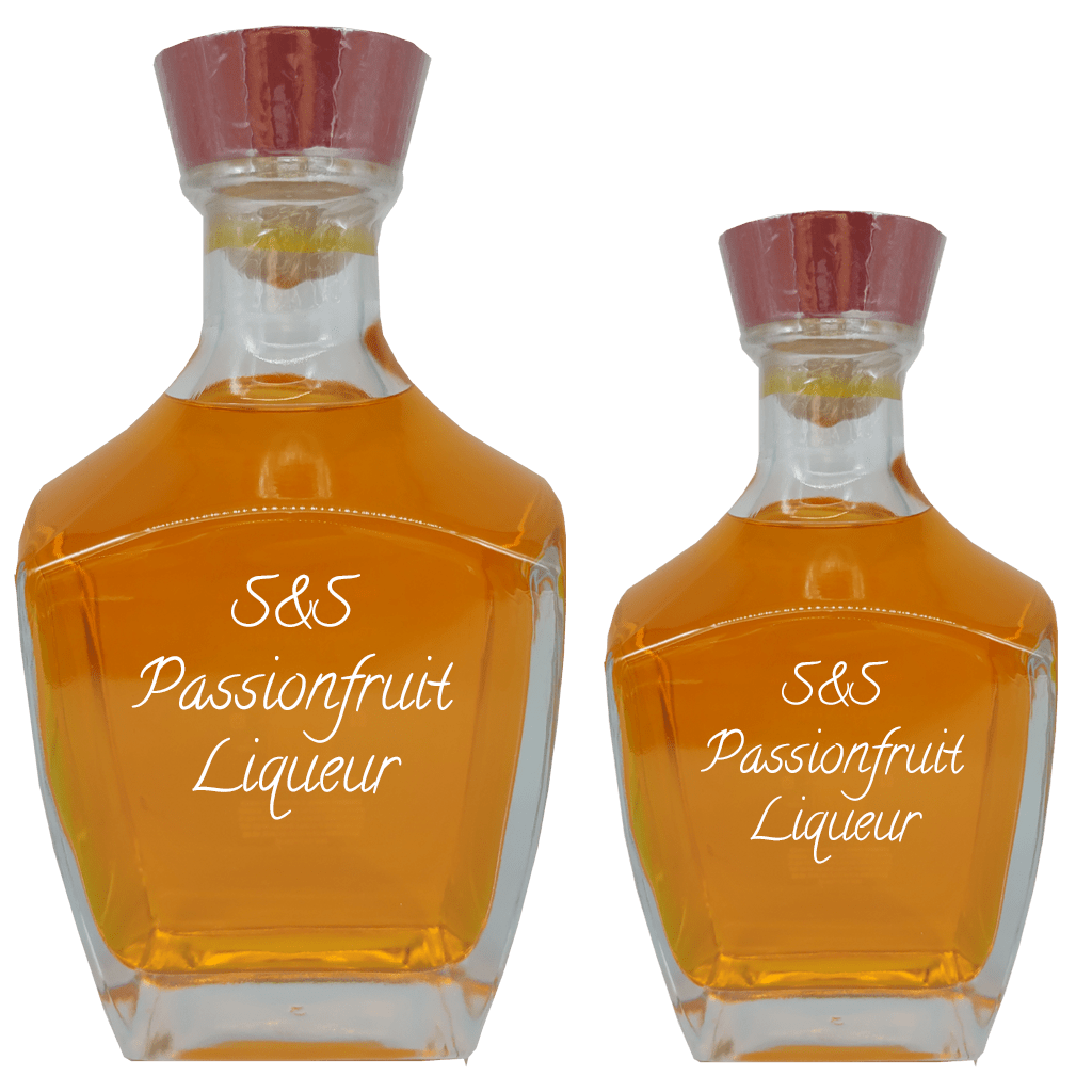 S&S Passionfruit Agave Liqueur in medium bottle. Best cocktails. Fruity alcoholic drinks. Alcoholic drinks for summer.