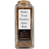 Shake your Peaches Spicy Rub in bottle. Spice blends. Meat rubs for smoking. Spice mix.