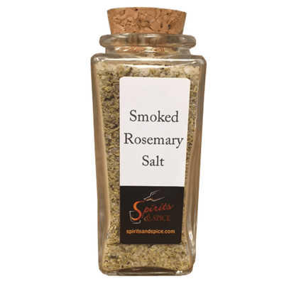 Smoked Rosemary Salt in bottle. Spice for meat. Spice mix.