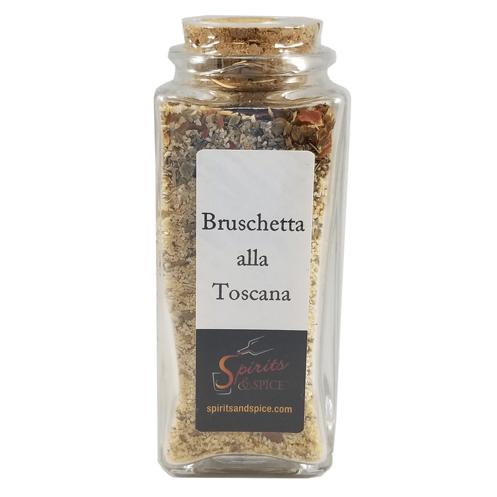 Bruschetta alla Toscana in bottle. Spice and meat rubs. Spice blends for pasta.