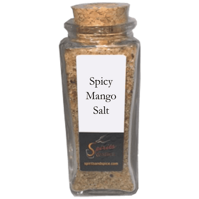 Spicy Mango Salt Spice Blend in bottle. Spice blends. Sweet spices. Spice mix.