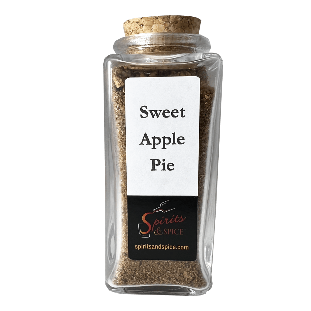 Sweet Apple Pie Spice in bottle. Spice mix and best seasonings. Spice blends.