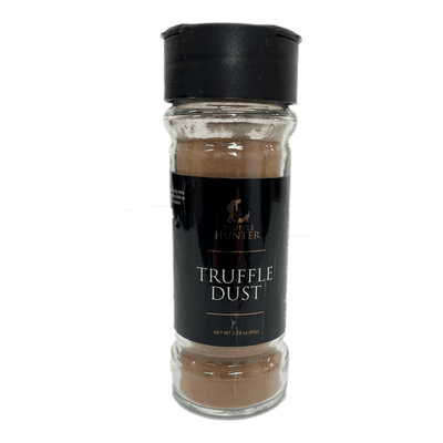 Black Truffle Dust in bottle. Popular cooking spices. Best seasonings