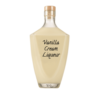 Vanilla Cream Liqueur in large bottle. Creamy alcoholic drinks. Best mixed drinks.