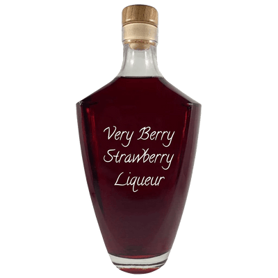 Very Berry Strawberry Liqueur in large bottle. Bar drinks. Spirits. Popular alcoholic drinks.