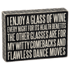 Glass of Wine Dance Moves Wooden Sign
