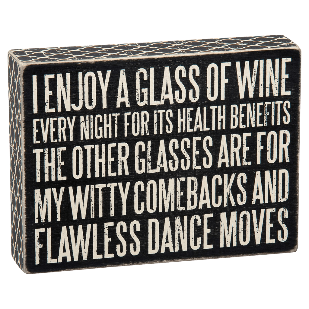 Glass of Wine Dance Moves Wooden Sign