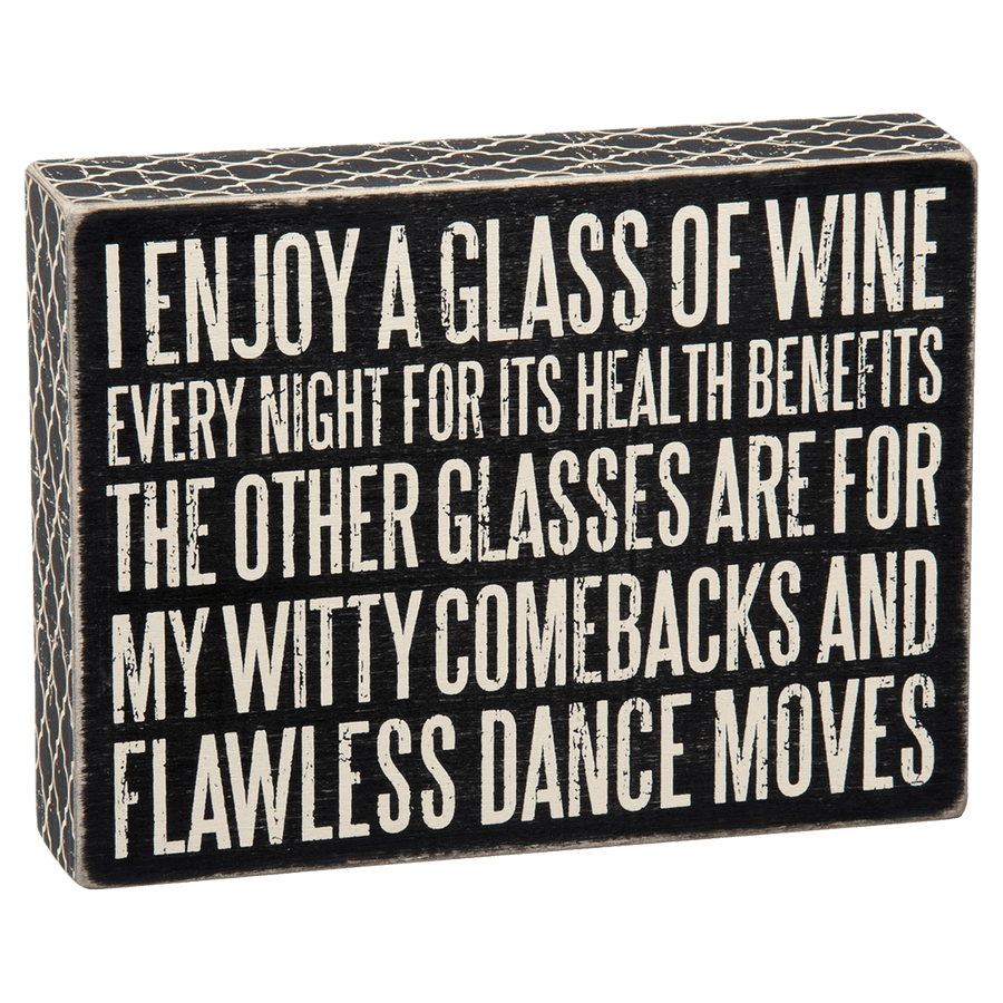 Glass of Wine Dance Moves Wooden Sign