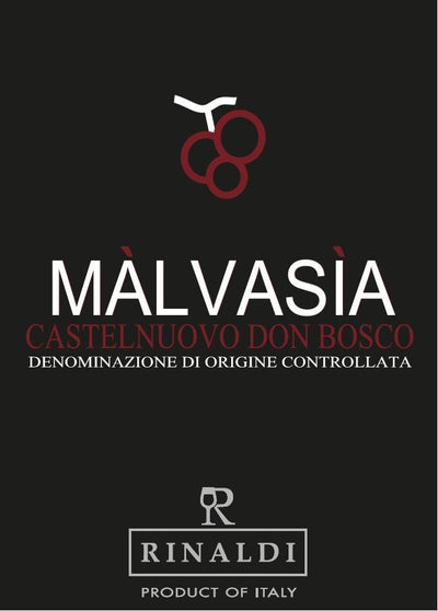 Rinaldi Malvasia di Castelnuovo Don Bosco red wine in bottle. Popular brands of red wine. A good red wine.